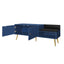 Modern Navy Shoe Storage Bench with Hidden Storage & Cushions