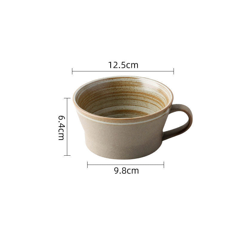 Juego de Taza de Café y Plato de Cerámica Artesanal Gruesa