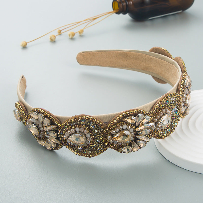 Hair Hoop Fashion Retro Baroque Crystal Head Hoop Korean High-End Hair Accessories Korean Version Of The Hair Cave - Korvel