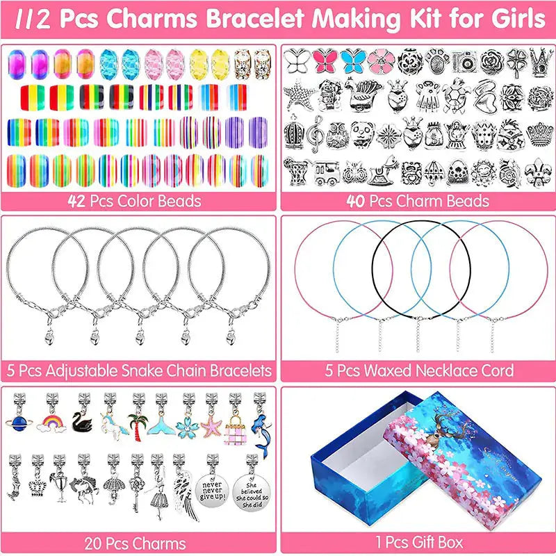 Kit de Charms de Joyería Navideña - Set DIY de 112 Piezas
