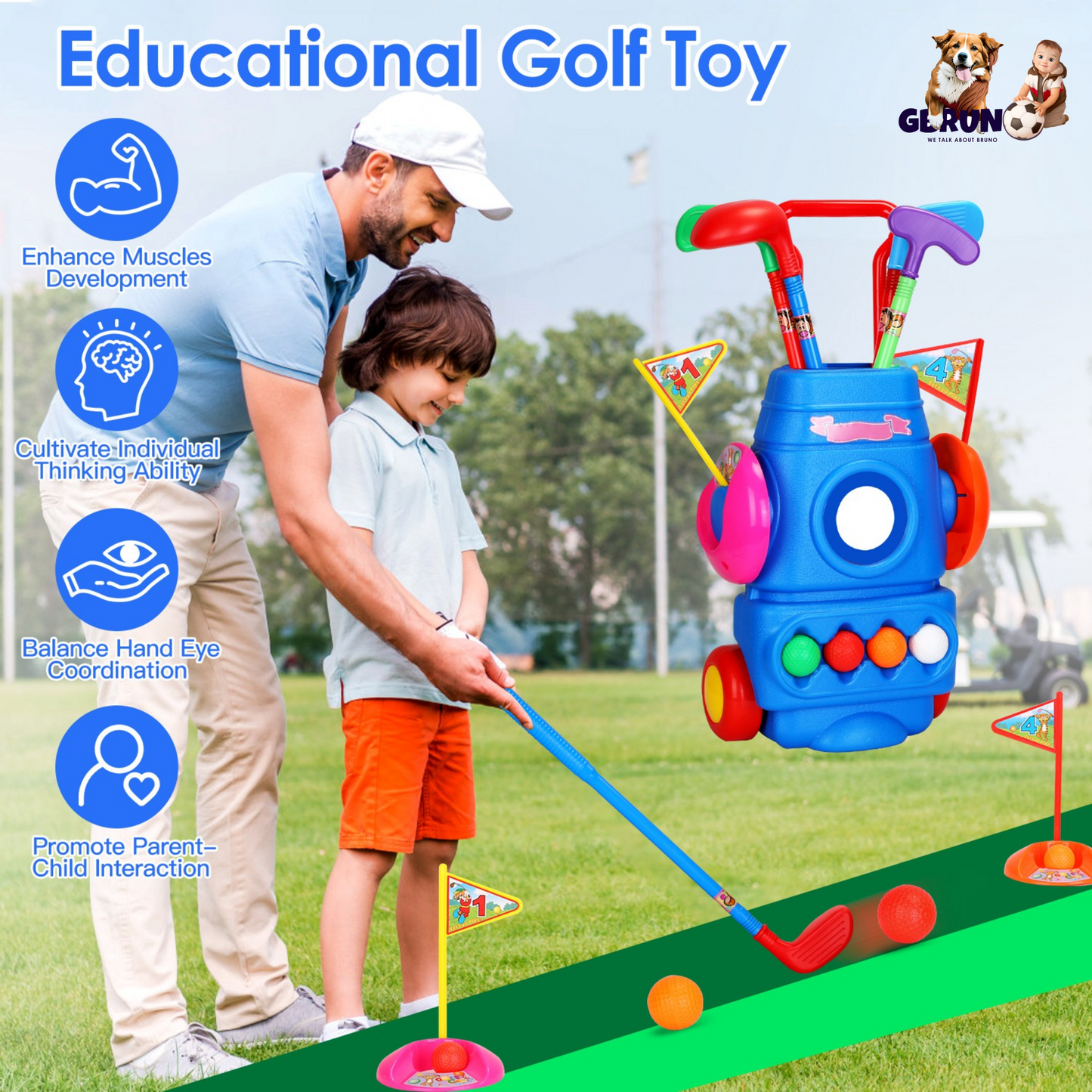 Ensemble de golf pour tout-petits GBruno - Jouet de golf complet pour enfants