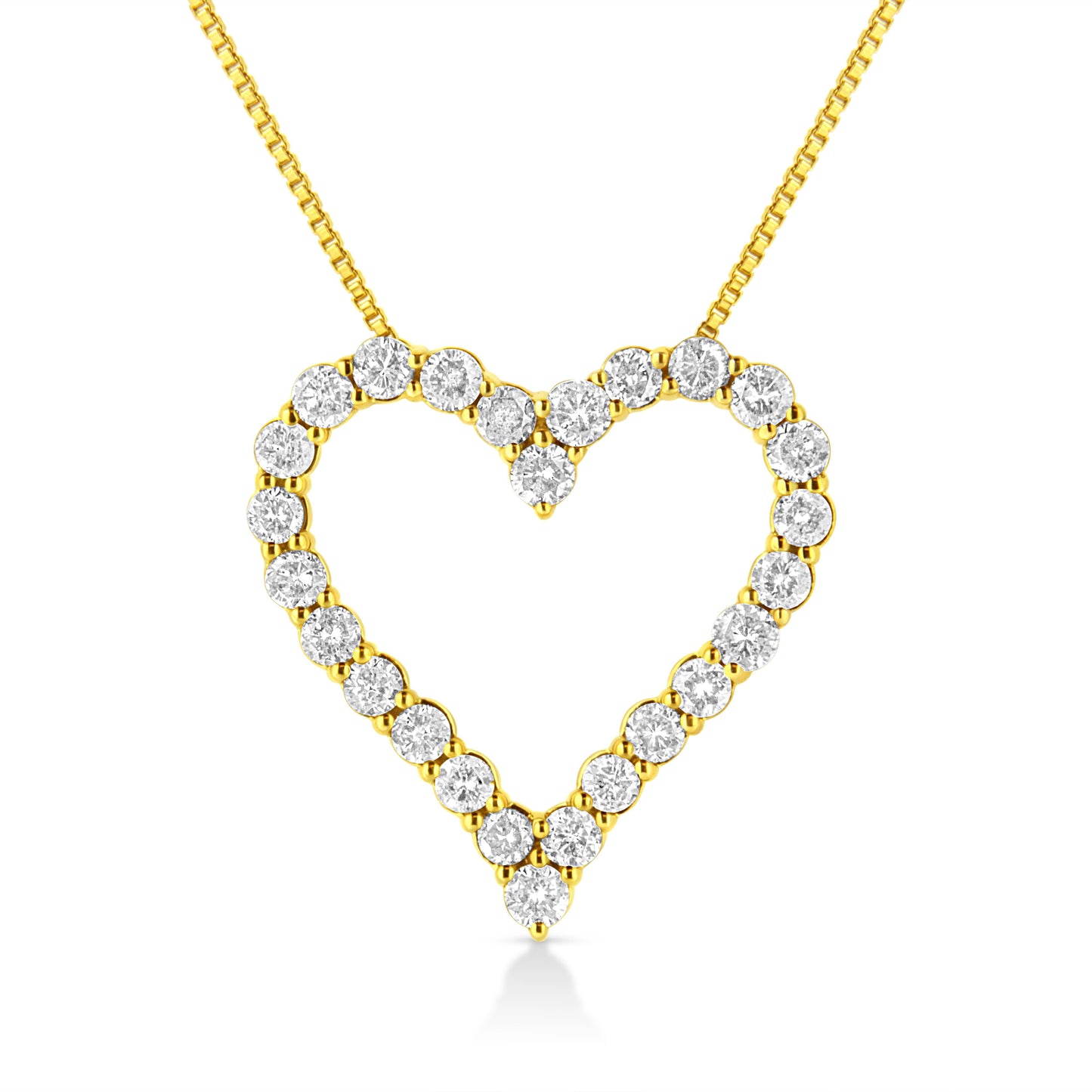 14K Yellow Gold Plated Sterling Silver Diamond Heart Pendant Necklace