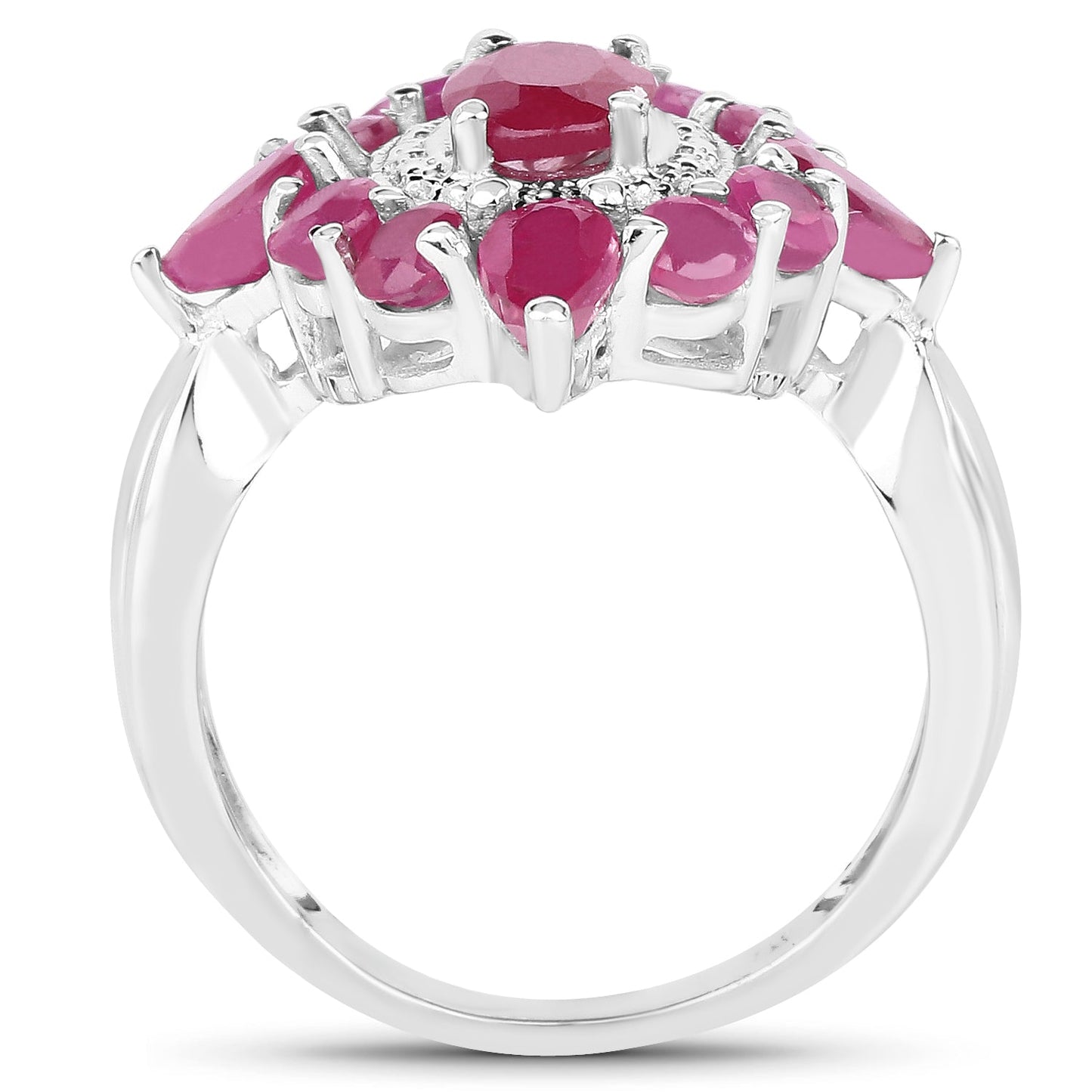 Elegant 3.04 Carat Glass Filled Ruby Sterling Silver Ring