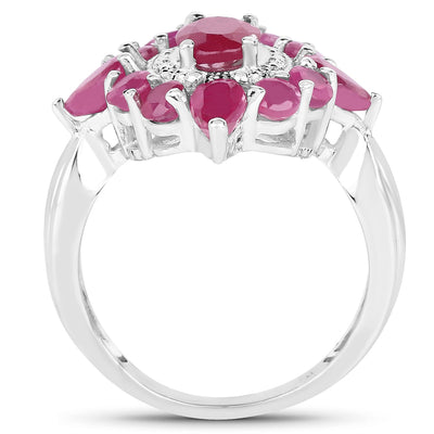Elegant 3.04 Carat Glass Filled Ruby Sterling Silver Ring