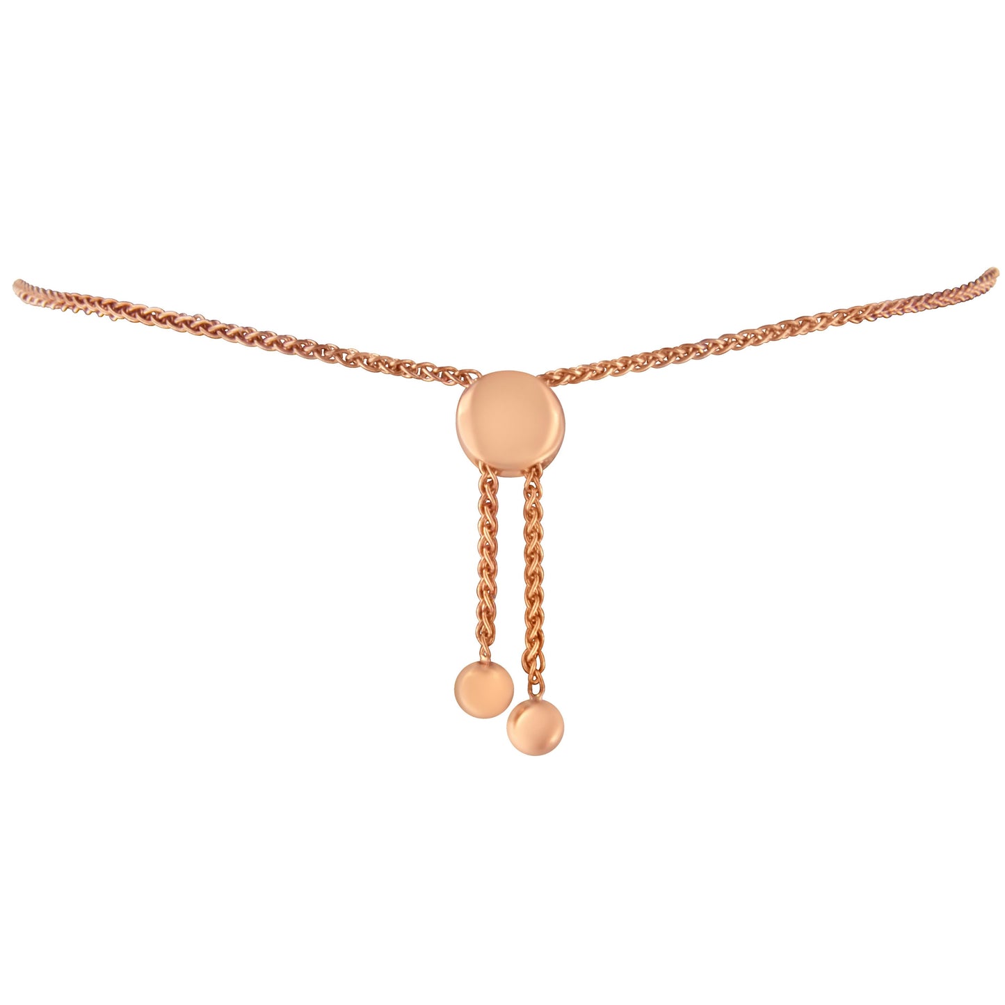 Bracelet Bolo en Argent Sterling Plaqué Or Rose 14K avec Accent de Diamant