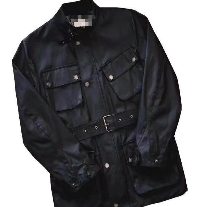 Oil Wax Trench Coat - Retro Biker's Waterproof Jacket for Men
