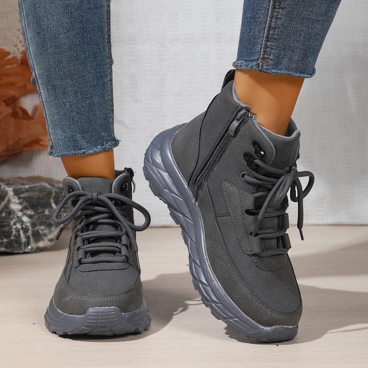 Bottes de randonnée en polaire à semelle épaisse premium