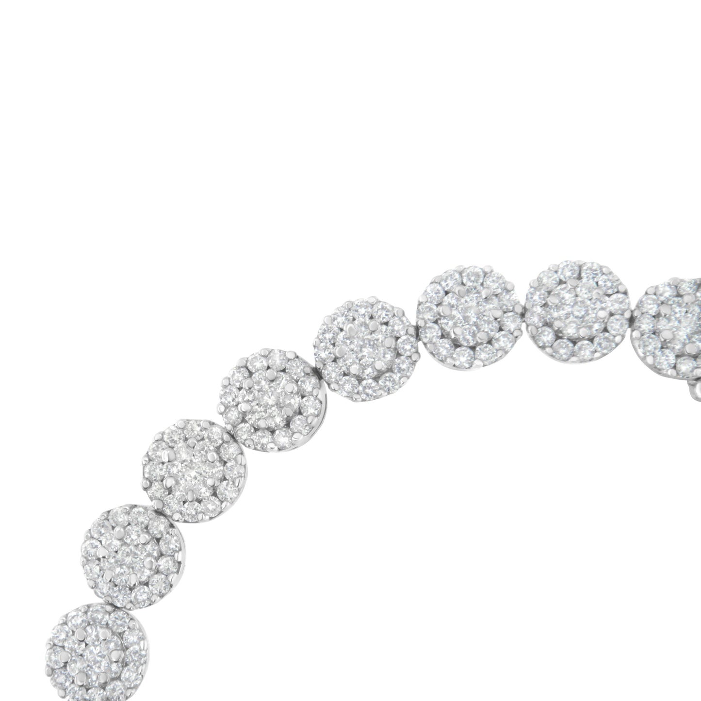 14K White Gold Diamond Cluster Links Tennis Bracelet