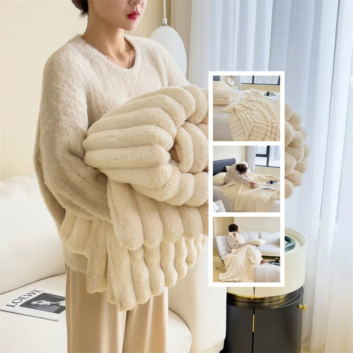 Luxurious Double-Sided Bubble Velvet Blanket