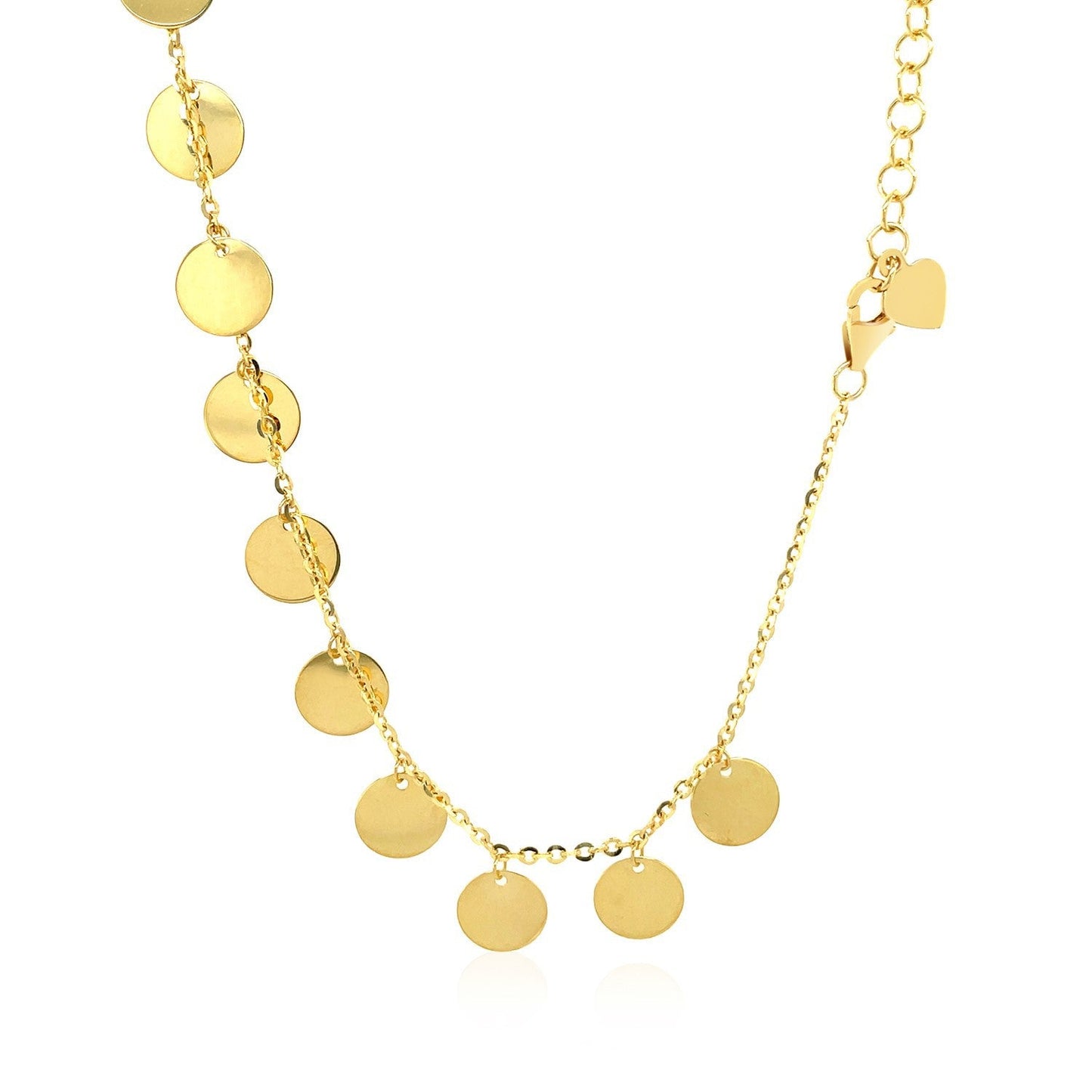 14k Yellow Gold Choker Necklace with Polished Discs