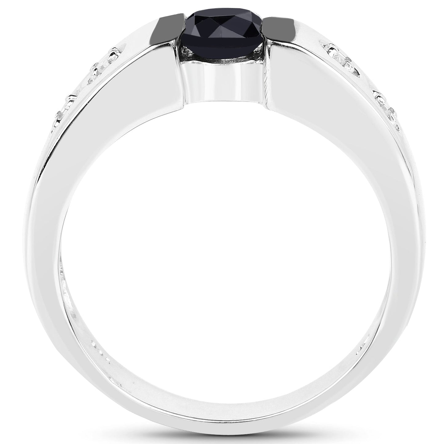 Anillo de plata esterlina con diamantes negros y blancos de 0.56 quilates