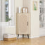 Elegant Freestanding Corner Cabinet with Rattan Doors