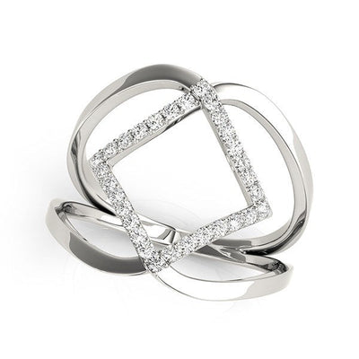 14k White Gold Interlaced Design Diamond Engagement Ring
