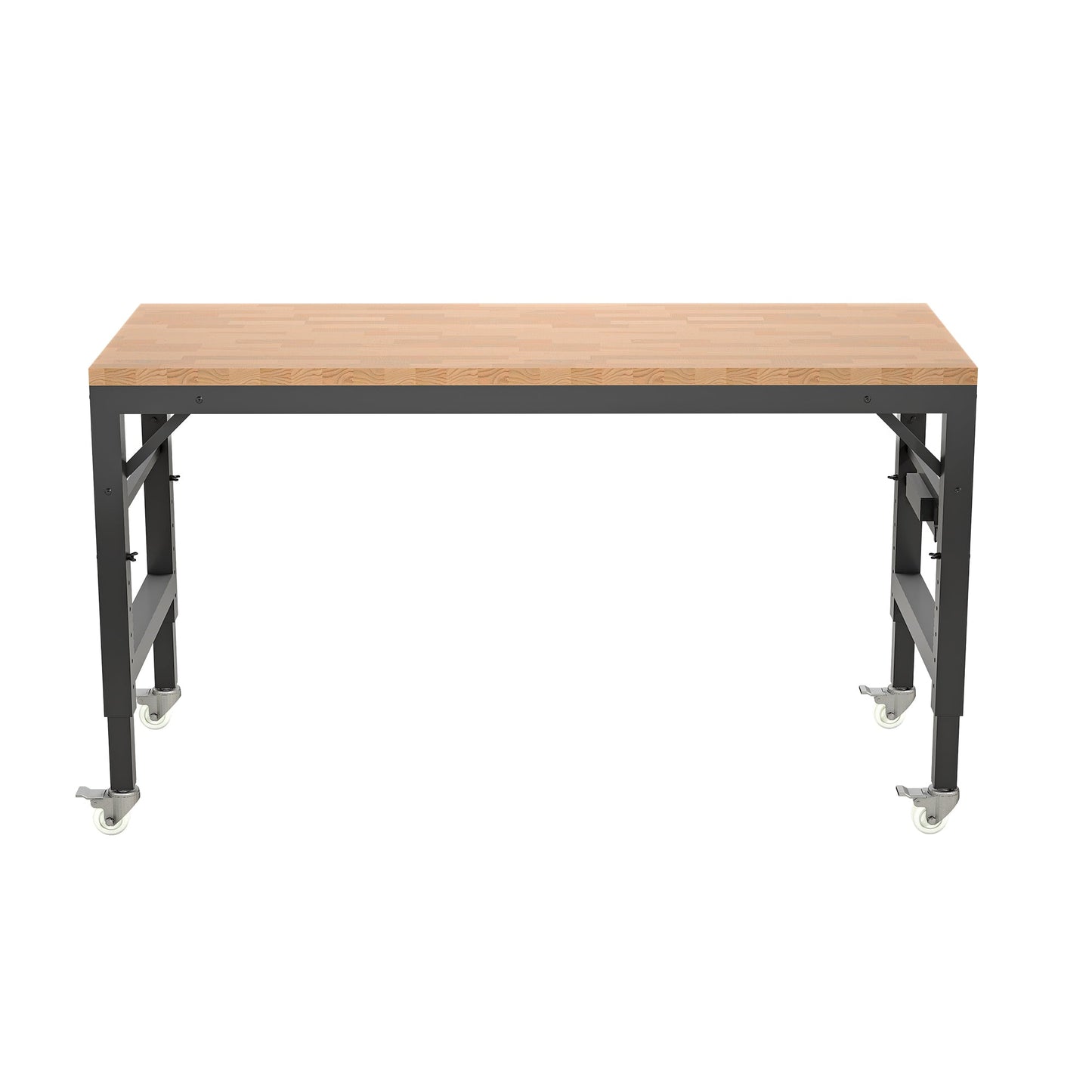 60 inch adjustable garage workbench, rubber wood heavy-duty workstation with power socket and wheels, 2000 pound load capacity - Korvel