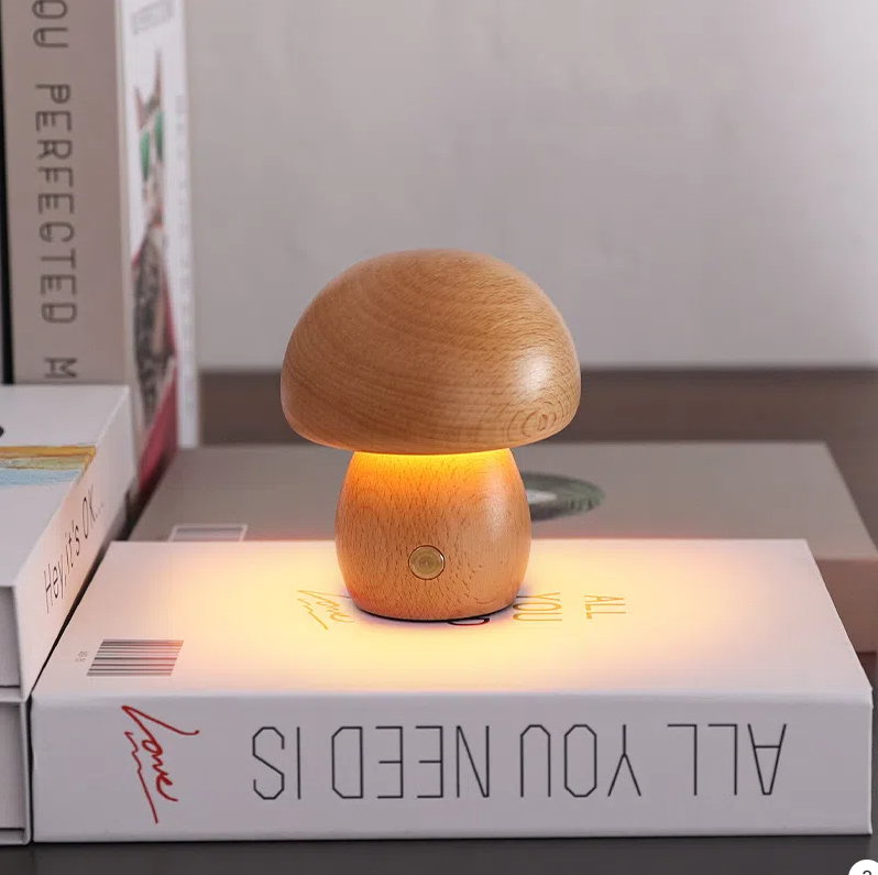 Mushroom lamp, LED charging night light, creative desk lamp, bedroom minimalist touch switch, ambient light, gift - Korvel