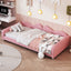 Twin size Upholstered Daybed, Sherpa Fabric Sofabed with Cloud-Shaped Backrest, No Box-spring Needed, Pink - Korvel
