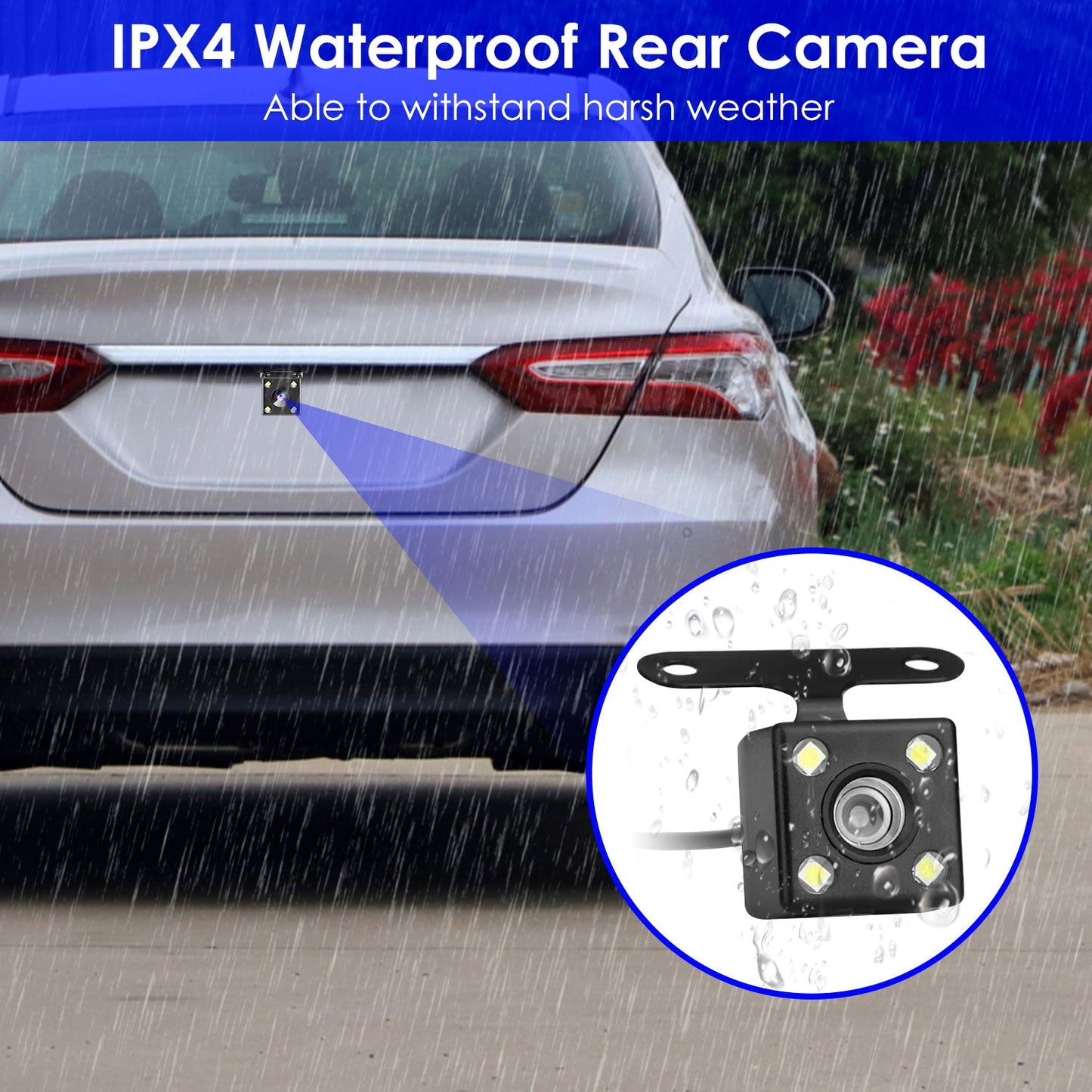 WiFi FHD 1080P 3-Channel Car Dash Cam with 64G Card