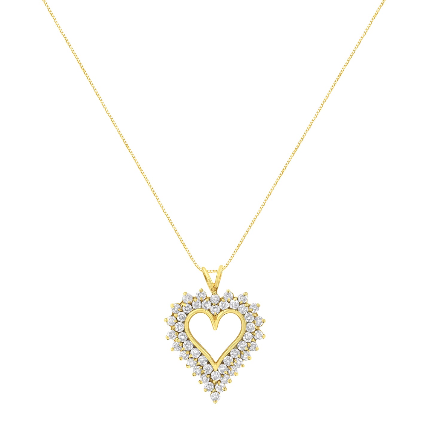 Collar con Colgante de Corazón de Diamante en Oro Amarillo de 14K y Plata Esterlina