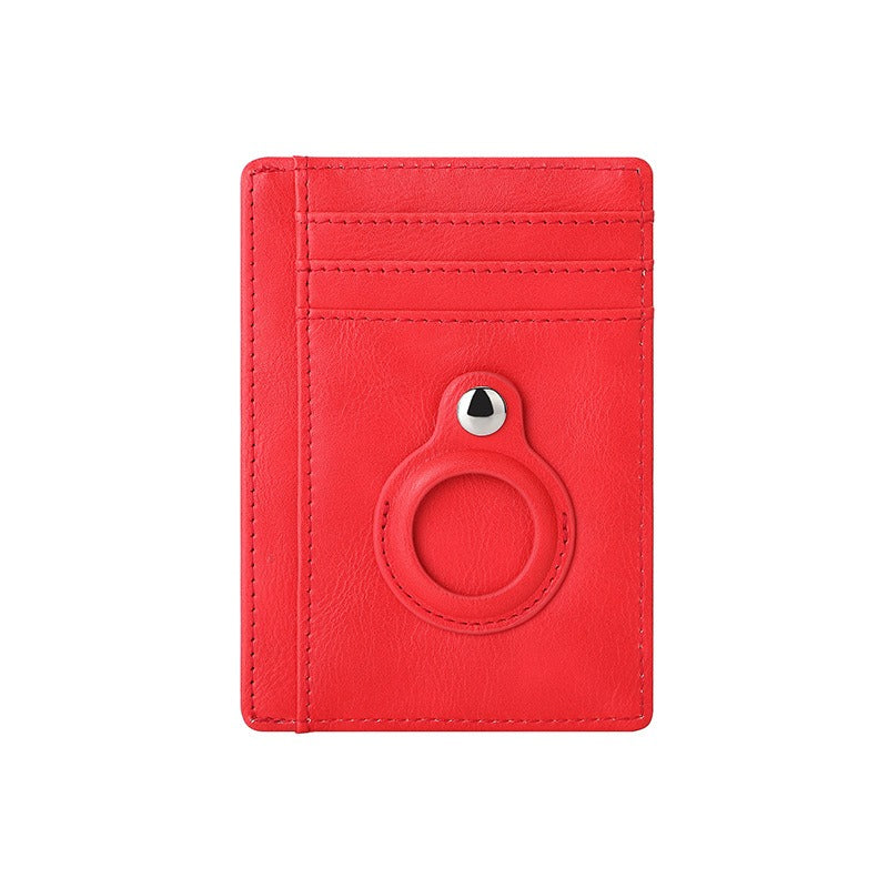 AirTag multi-card slot Apple tracker anti-lost protective cover card bag anti-theft brush Crazy Horse PU leather RFID bag - Korvel