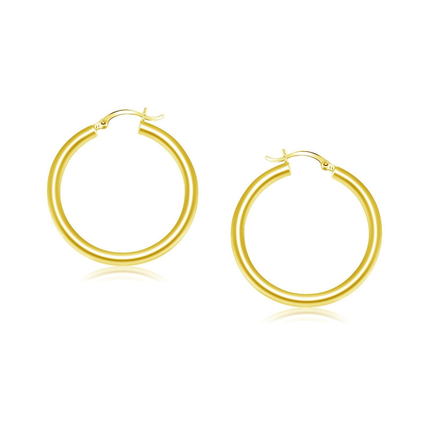 14k Yellow Gold Polished Hoop Earrings - 25 mm
