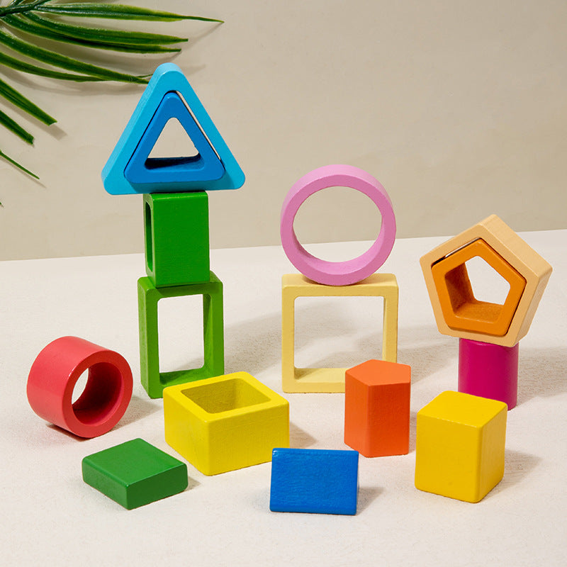 Geometric shape column matching assembly for children's enlightenment, boys and girls' early education puzzle toys, building blocks - Korvel