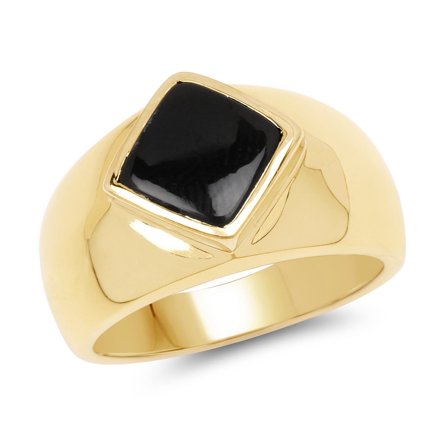 14K Yellow Gold Plated Black Onyx Cluster Ring