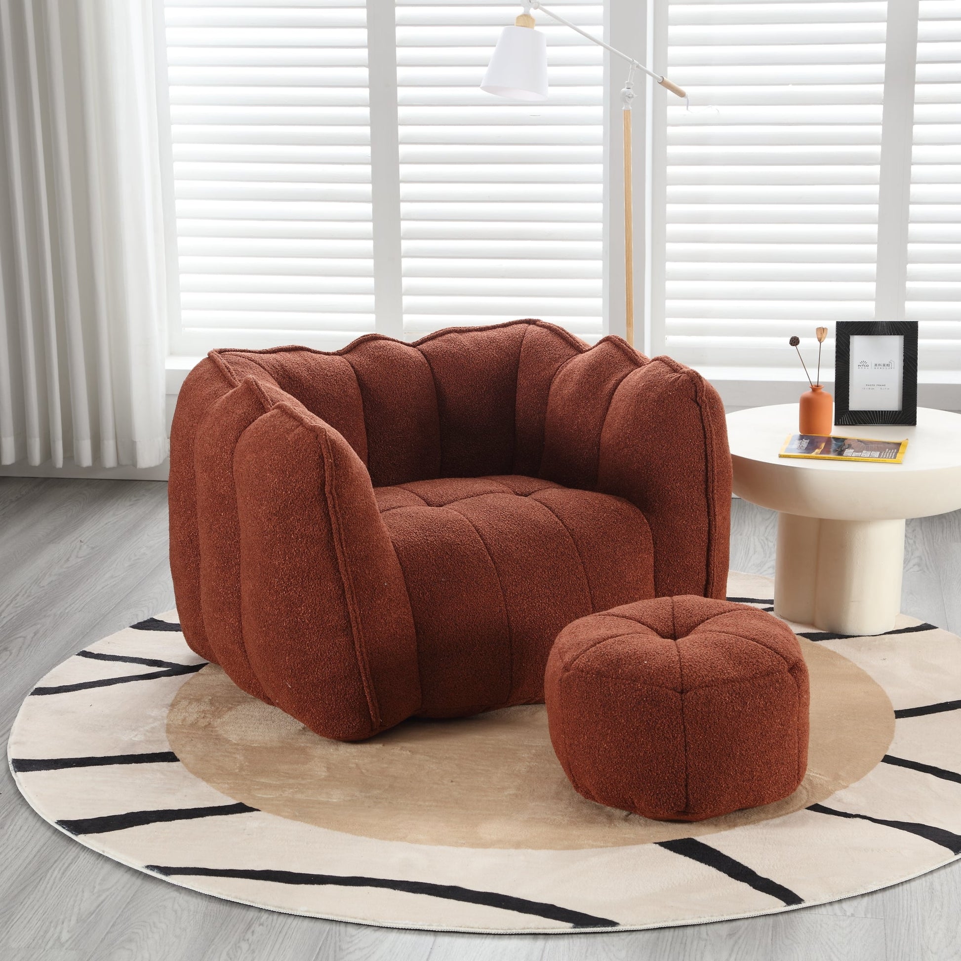 Soft Bean Bag Chair with High Resilient Foam(Chips)for living room and bedroom Comfortable Square Lazy Sofa with  Footstool - Korvel