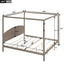 King Size Canopy Platform Bed with Headboard and Support Legs, Brown Wash - Korvel