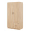 Wooden Wardrobe with Double Doors, Armoire with Hanging Rod, 5 Fixed Shelves, One Storage Drawer,Natural - Korvel