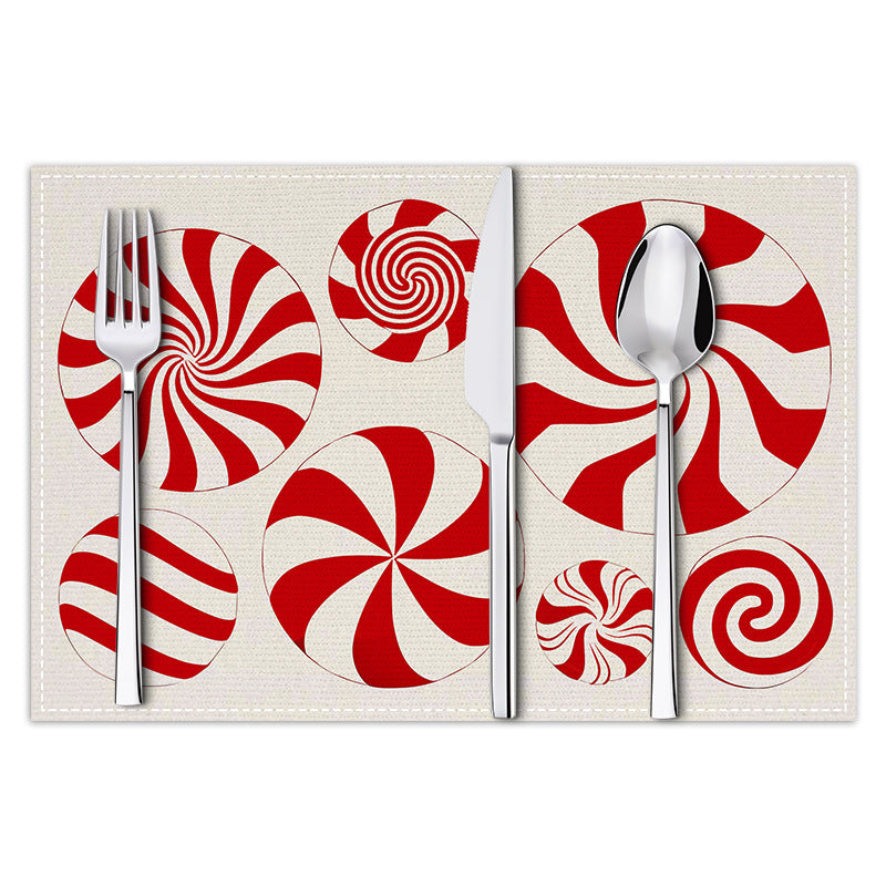 Christmas meal mat linen candy letter printed table mat living room dining table decoration insulation mat - Korvel