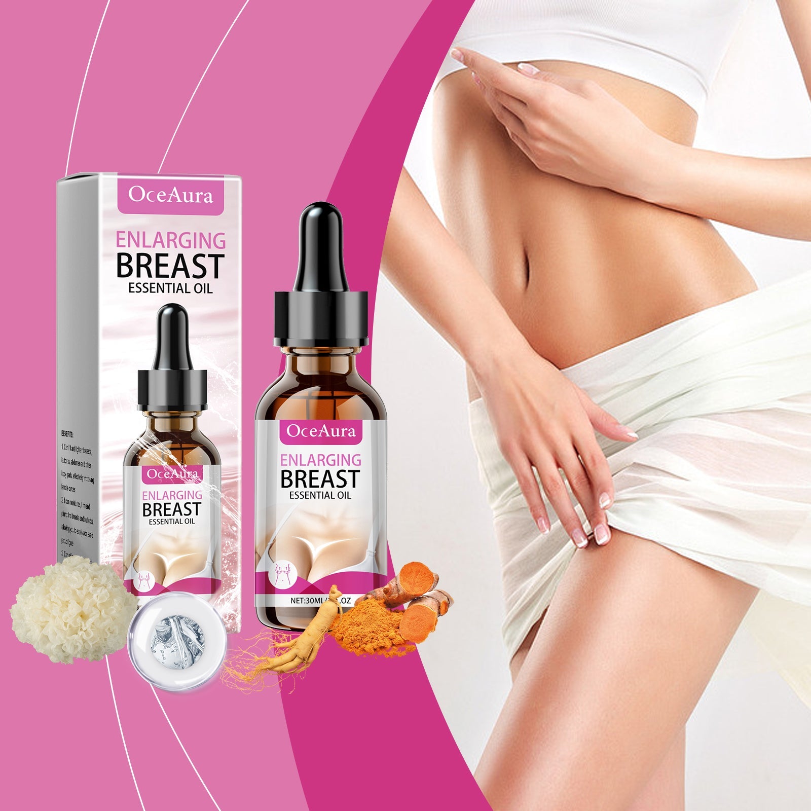 Oceaura Collagen Body Essential Oil Volumizing Lift Chest And Butt Firming Body Sculpting Massage Oil - Korvel