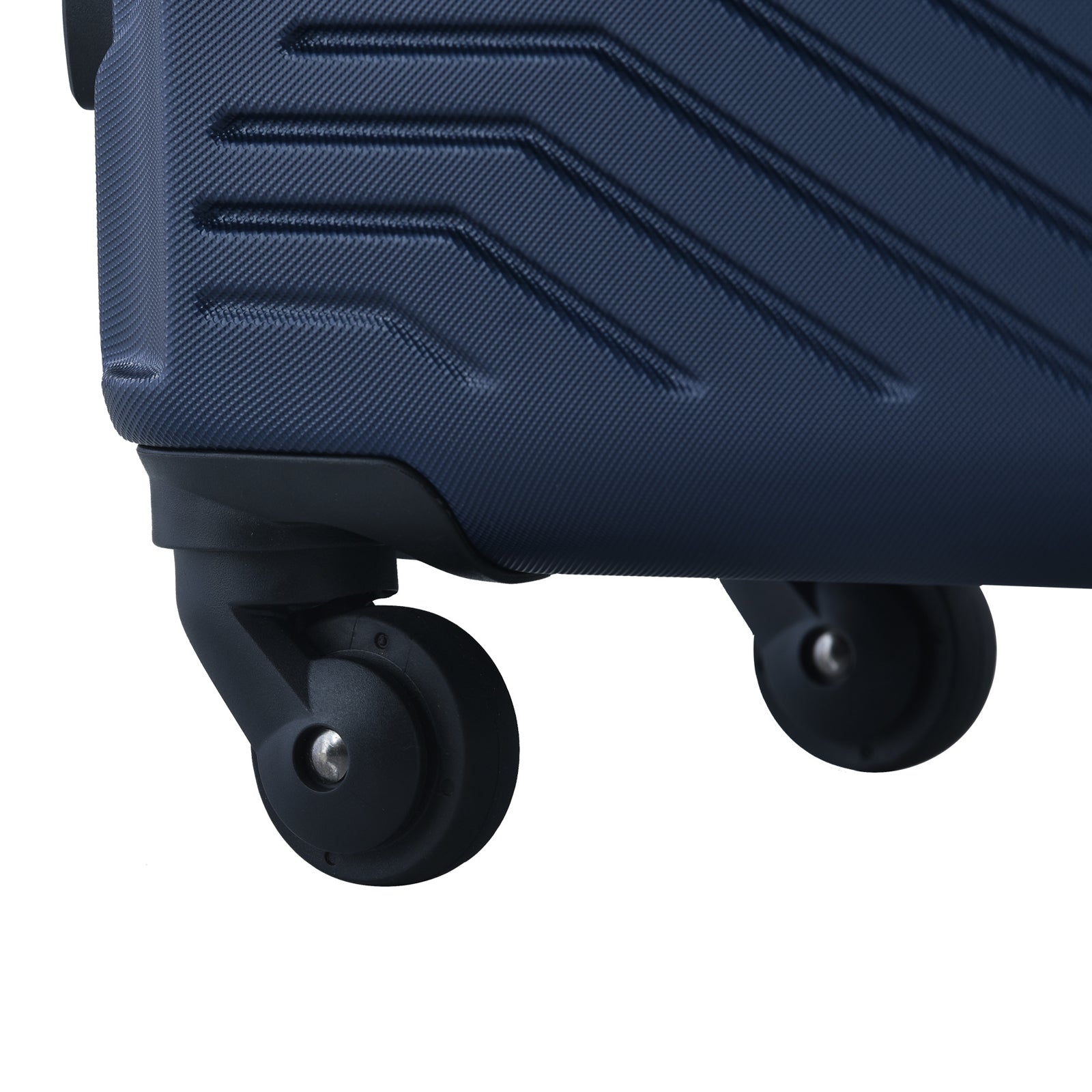 3 Piece Luggage Sets ABS Lightweight Suitcase with Two Hooks, Spinner Wheels, TSA Lock, (20/24/28) Navy - Korvel