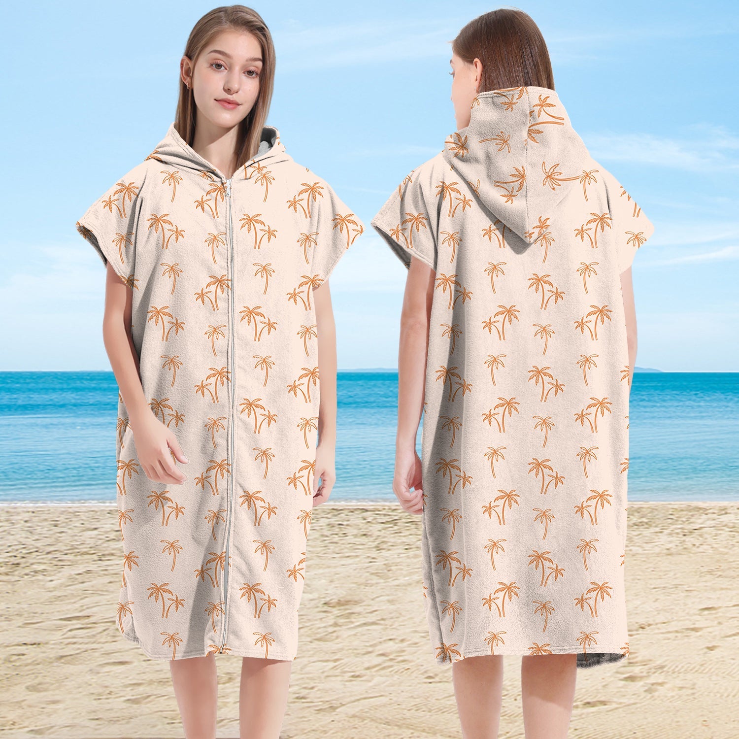 Hooded Towel Ultra-fine Fiber Zipper Wearable Bathrobe Cape Beach Towel - Korvel