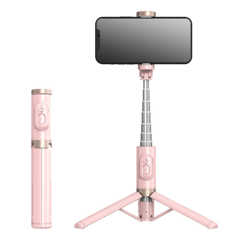 Mobile Phone Bluetooth Selfie Stick with Rotating Fill Light and Hidden Tripod Live Streaming Stand - Korvel