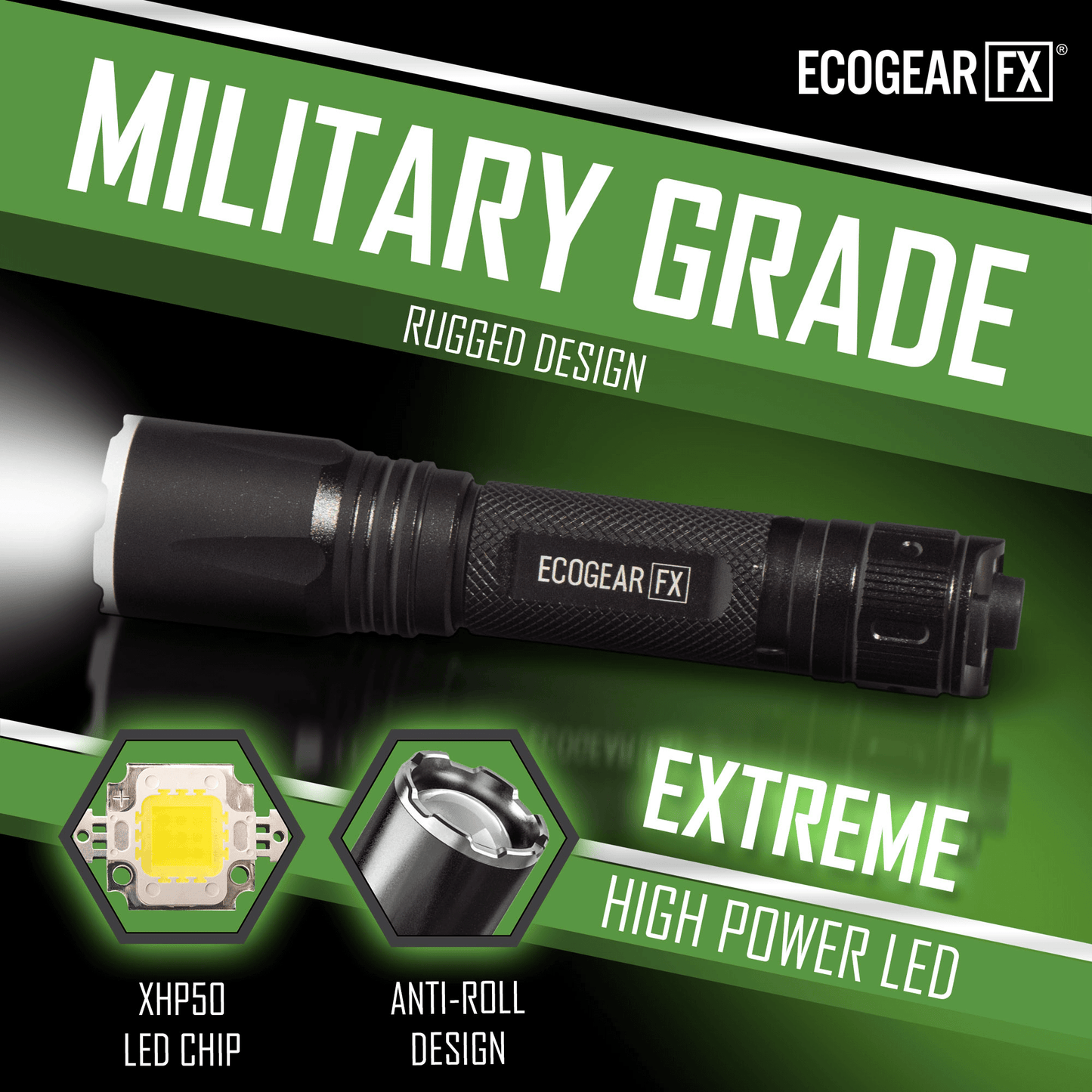 EcoGear FX TK2000 Lampe de Poche Tactique Rechargeable USB