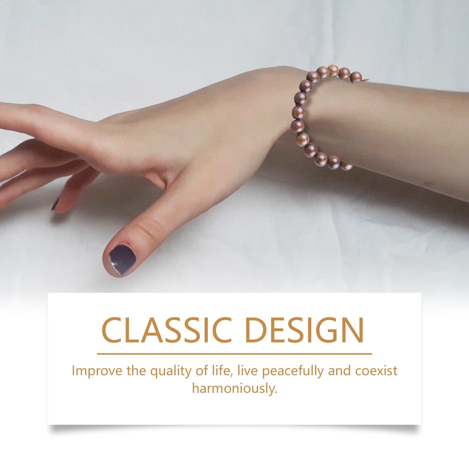 Gold Wire Sandalwood Bead Hand Daily Wear Decoration Simple Fashion 100 With Decorative Wooden Bead Bracelet - Korvel