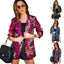 Elegant Long-Sleeve Printed Wrap Coat