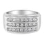 Bague en or blanc 14K pour homme avec diamants en sertissage cannelé