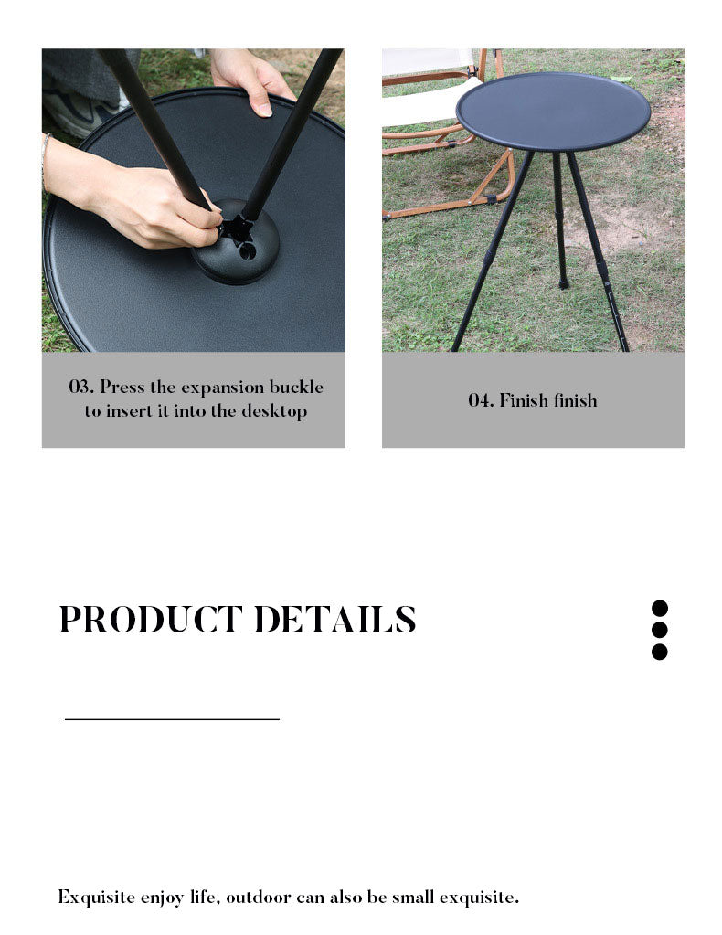 Outdoor Furniture Balcony Lightweight Portable Aluminum Height Adjustable Small Round Outdoor Folding Picnic Camping Table - Korvel