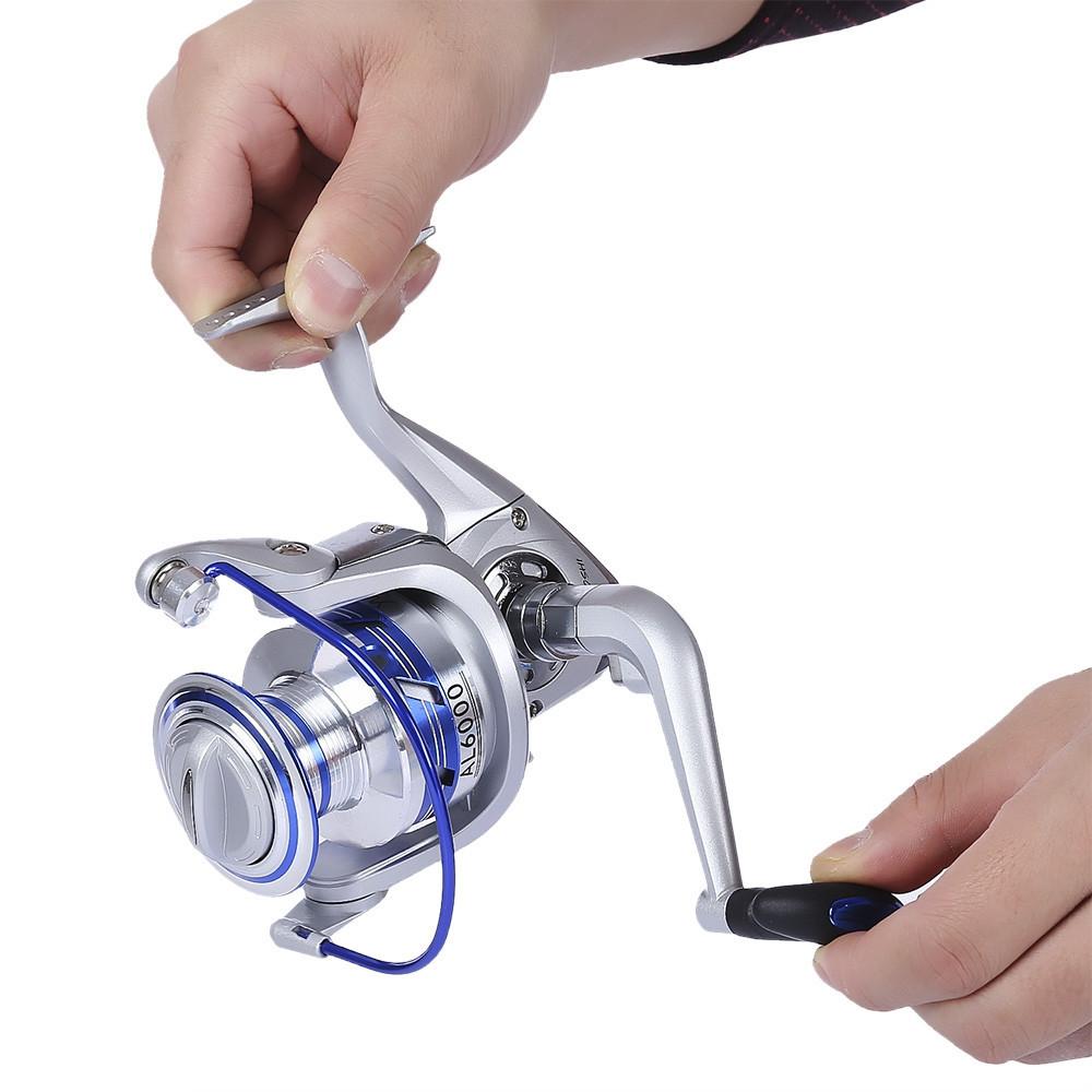 YUMOSHI AF1000-7000 12BB Gear Ratio 5.5:1 Half Metal Fishing Spinning Reel Machined aluminum Spool with Exchangeable Handle - Korvel