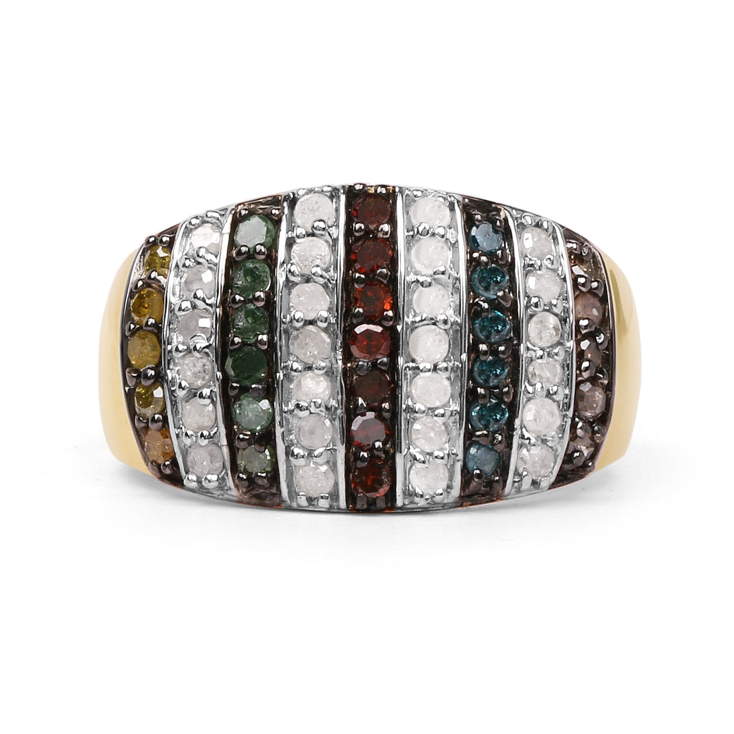 14K Yellow Gold Plated Multi Diamond Engagement Ring