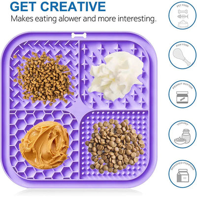 Pet Licking Mat Silicone Pet Food Suction Cup Licking Mat Slow Feeding Mat Anti-choking Slow Food Basin - Korvel