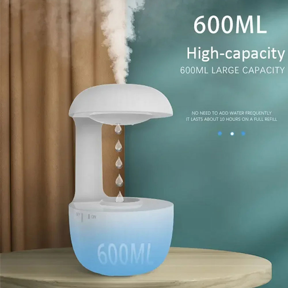 600ml Water Drop Humidifier Essential Oil Aromatherapy Diffuser Home Office Desktop Mute Ultrasonic Sprayer - Korvel