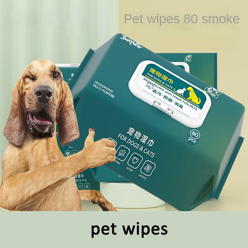 Pet Wet Wipes 80 Sheets Dog Cat Wet Tissues No Rinse Cleaning Eye Tear Stains Body Supplies Wet Tissues - Korvel