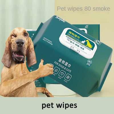 Pet Wet Wipes 80 Sheets Dog Cat Wet Tissues No Rinse Cleaning Eye Tear Stains Body Supplies Wet Tissues - Korvel