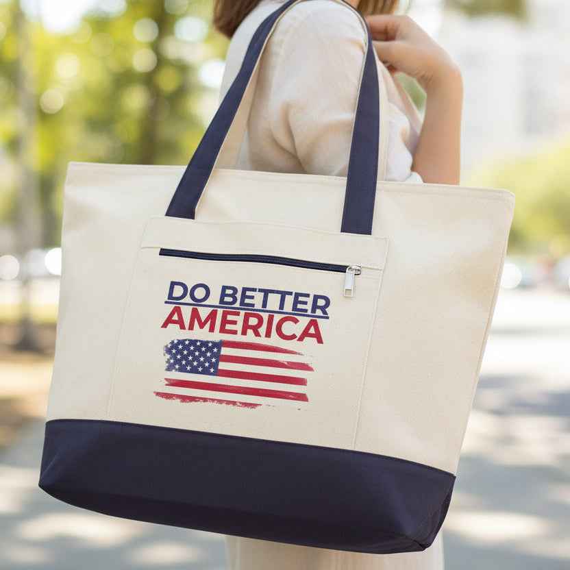 Do Better America Canvas Tote Bag – Heavyweight Zipper Tote