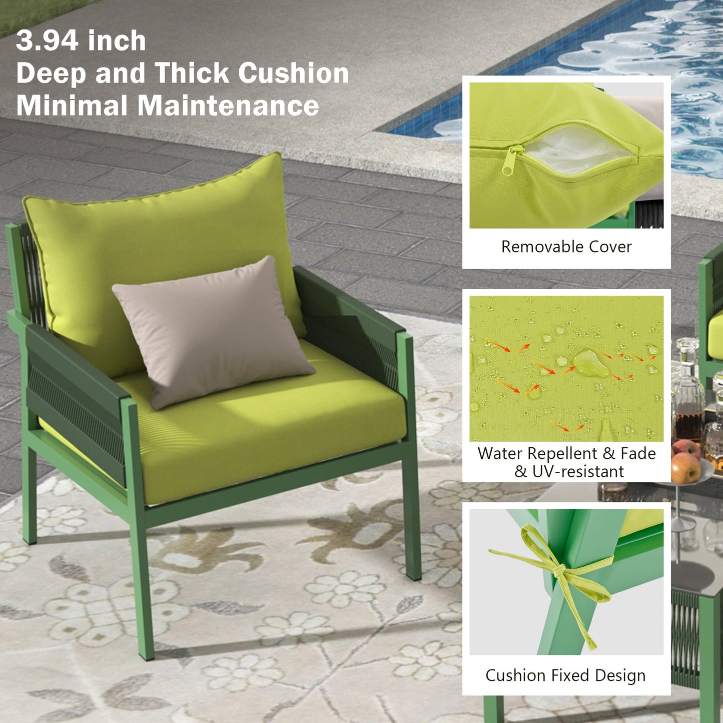Ensemble de meubles d'extérieur premium avec table en verre trempé