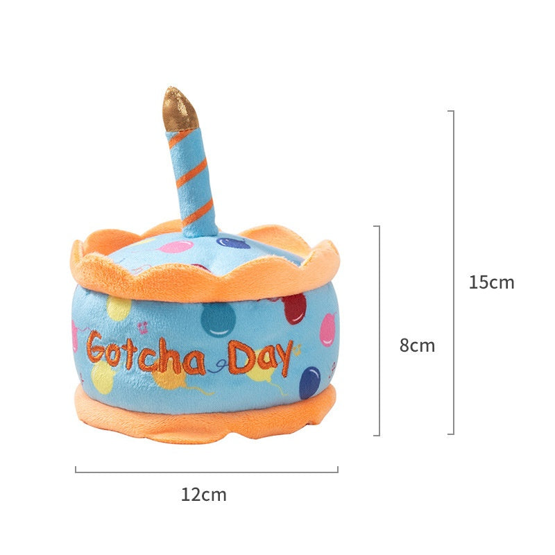 Pet Toy Birthday Cake Celebration Play Doll for Dogs with Sound and Chew Function Small Cake - Korvel