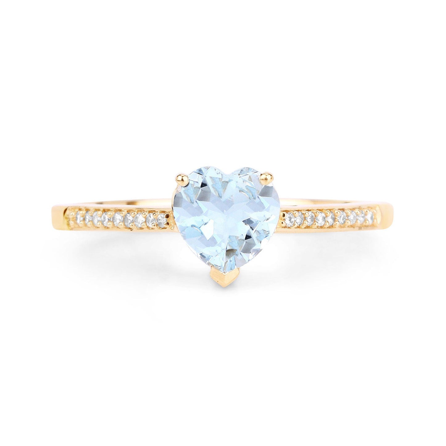 Bague de fiançailles en or jaune 14K avec aquamarine et diamant de 0,65 carat