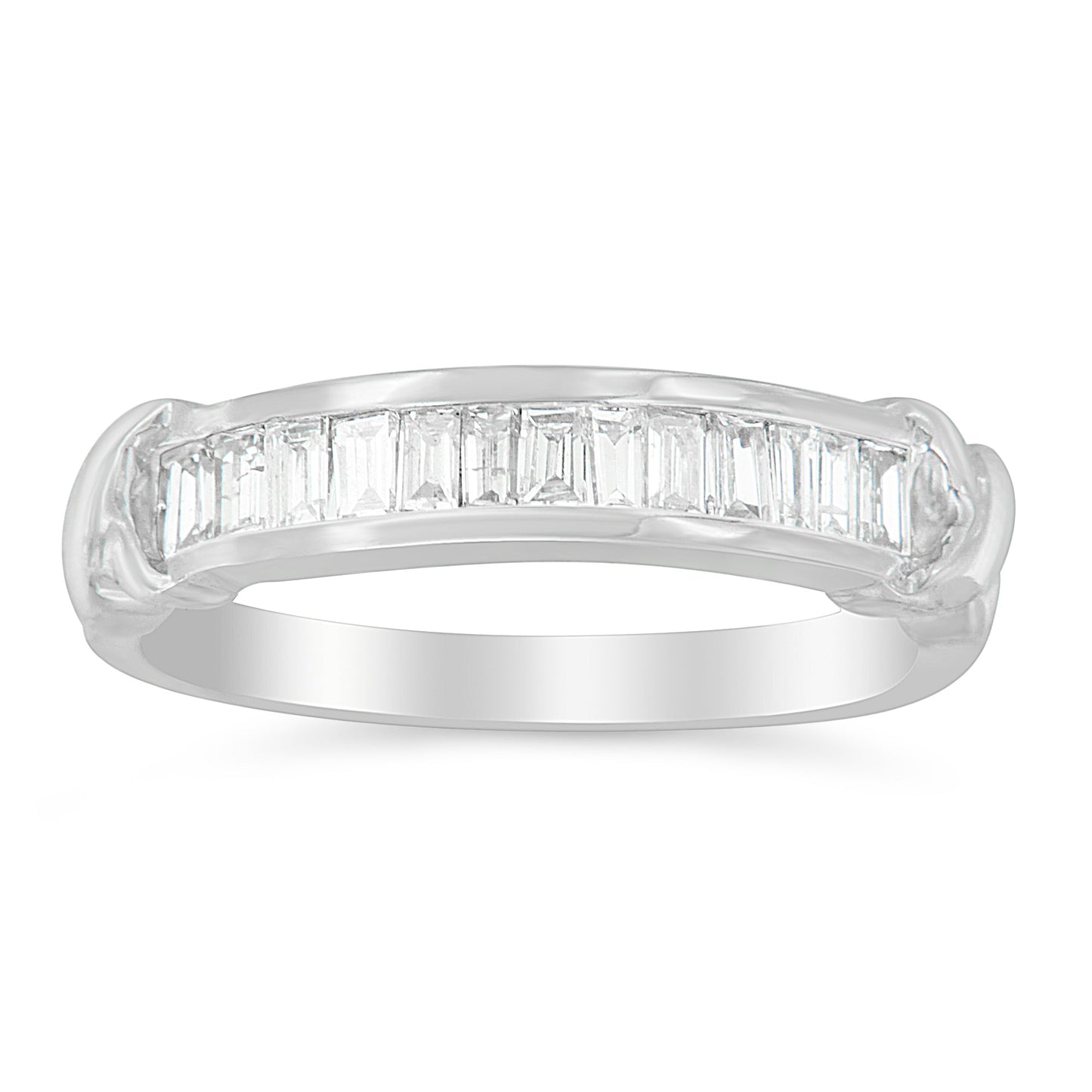 Anillo de boda de diamantes en corte baguette de plata esterlina .925
